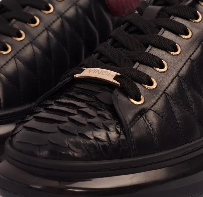 Vinci Leather Sneakers The Adler Pyht Snk Skin Black and Burgundy Sneaker 8211 Men