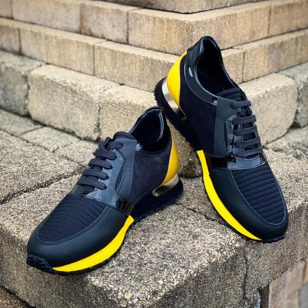 Vinci Leather Sneakers The Magura Black and Yellow Leather Sneaker 8211 Men
