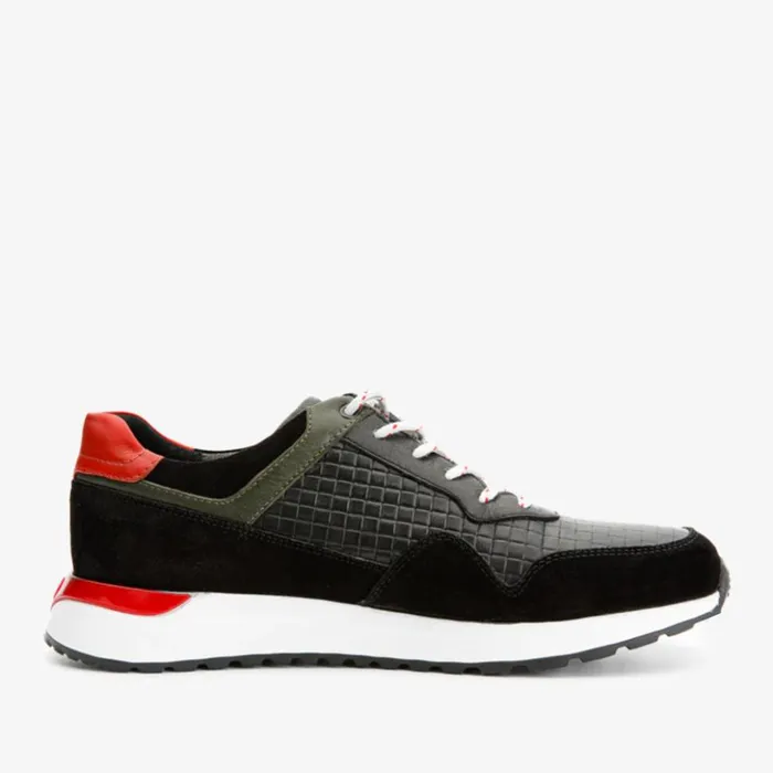 Vinci Leather Sneakers The Rakka Black and Red Leather Sneaker 8211 Men