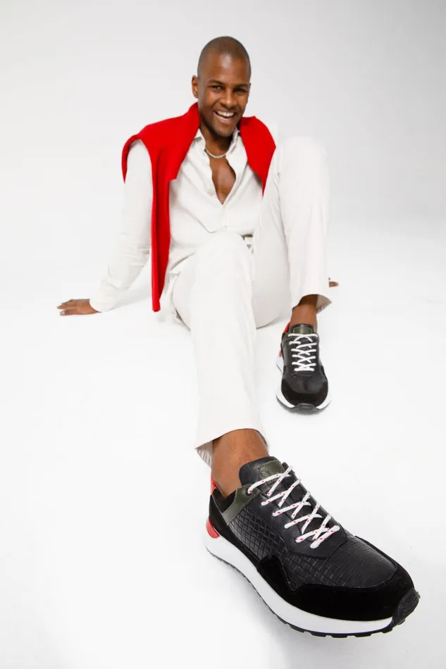 Vinci Leather Sneakers The Rakka Black and Red Leather Sneaker 8211 Men