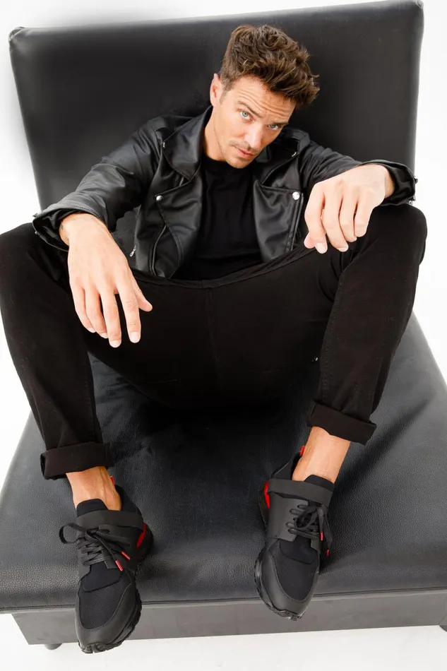 Vinci Leather Sneakers The Reno Black and Red Leather Sneaker 8211 Men