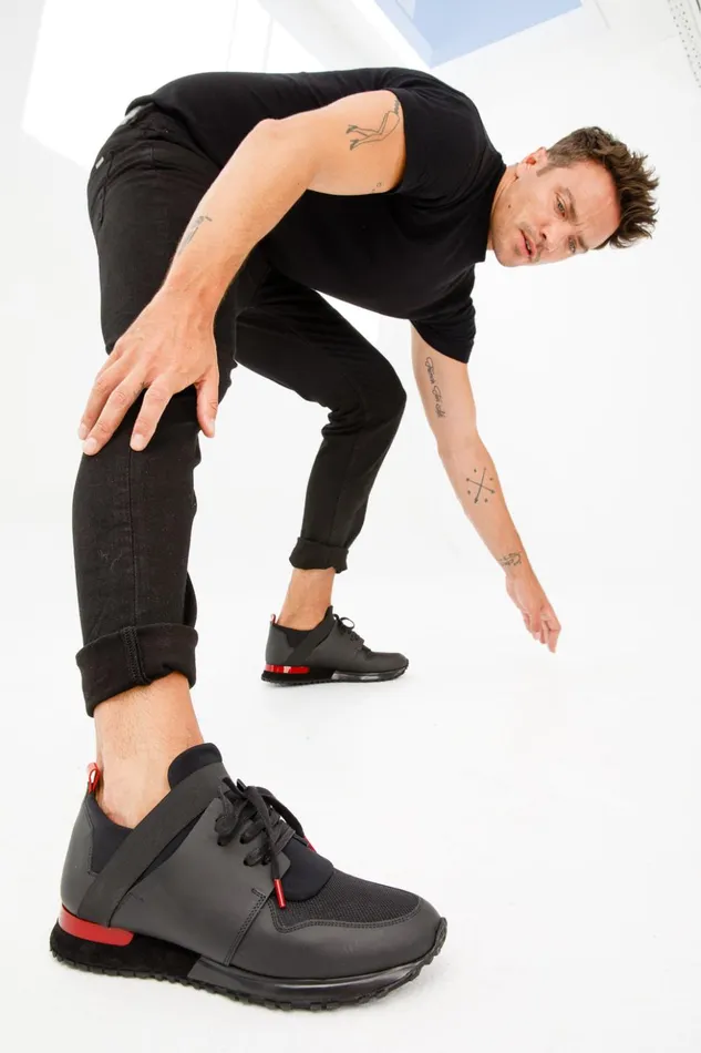 Vinci Leather Sneakers The Reno Black and Red Leather Sneaker 8211 Men