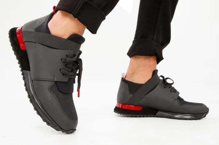 Vinci Leather Sneakers The Reno Black and Red Leather Sneaker 8211 Men