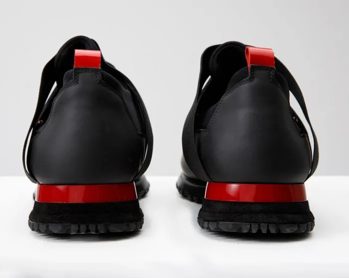 Vinci Leather Sneakers The Reno Black and Red Leather Sneaker 8211 Men