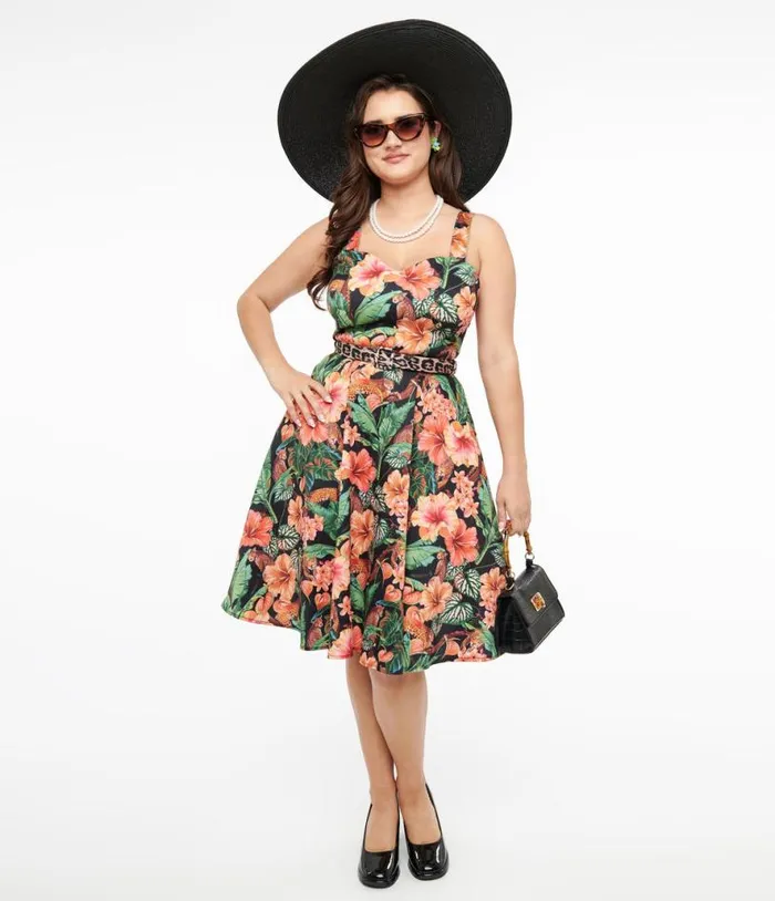 Voodoo Vixen 1950s Black Jaguar Jungle Print Fit and Flare Dress Dresses Unique Vintage Pocket Dresses Voodoo Vixen 1950s Black Jaguar Jungle Print Fit and Flare Dress Dresses Unique Vintage Pocket Dresses