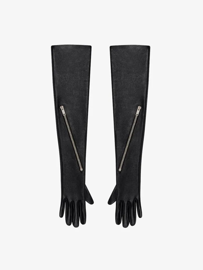 Voyou Long Zipped Gloves In Leather Black Women Givenchy Straps and Other Accessories Voyou Long Zipped Gloves In Leather Black Women Givenchy Straps and Other Accessories