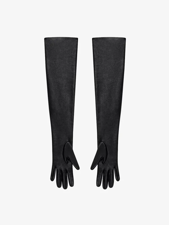 Voyou Long Zipped Gloves In Leather Black Women Givenchy Straps and Other Accessories