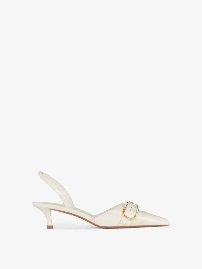 Voyou Slingbacks In Grained Leather Ivory Women Givenchy Heels