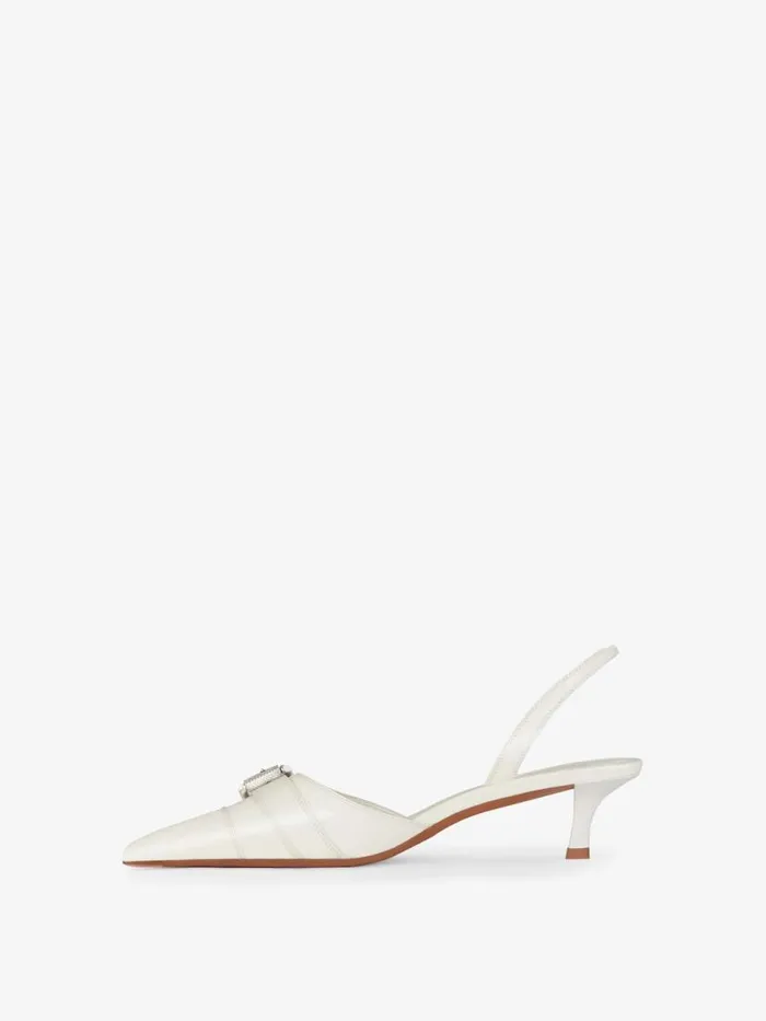 Voyou Slingbacks In Grained Leather Ivory Women Givenchy Heels