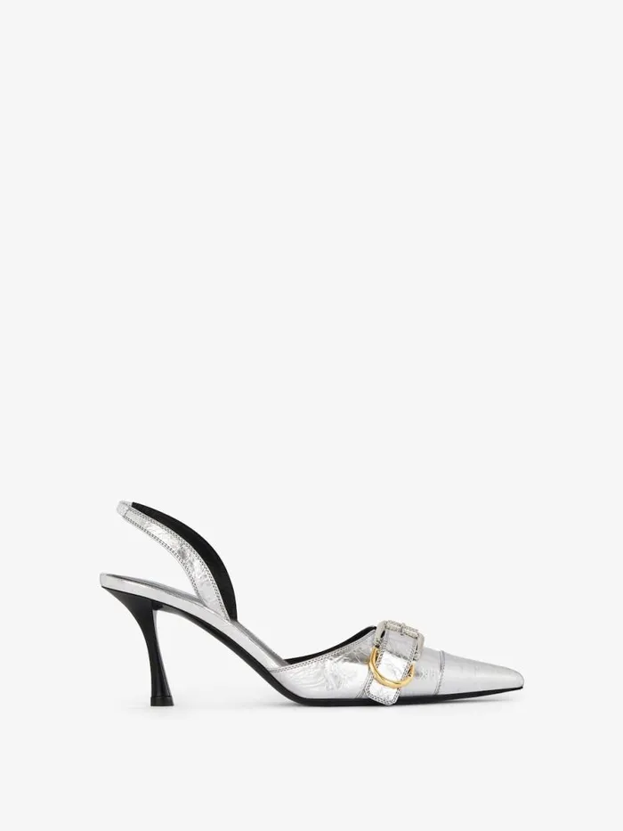 Voyou Slingbacks In Laminated Leather Silvery Women Givenchy Heels