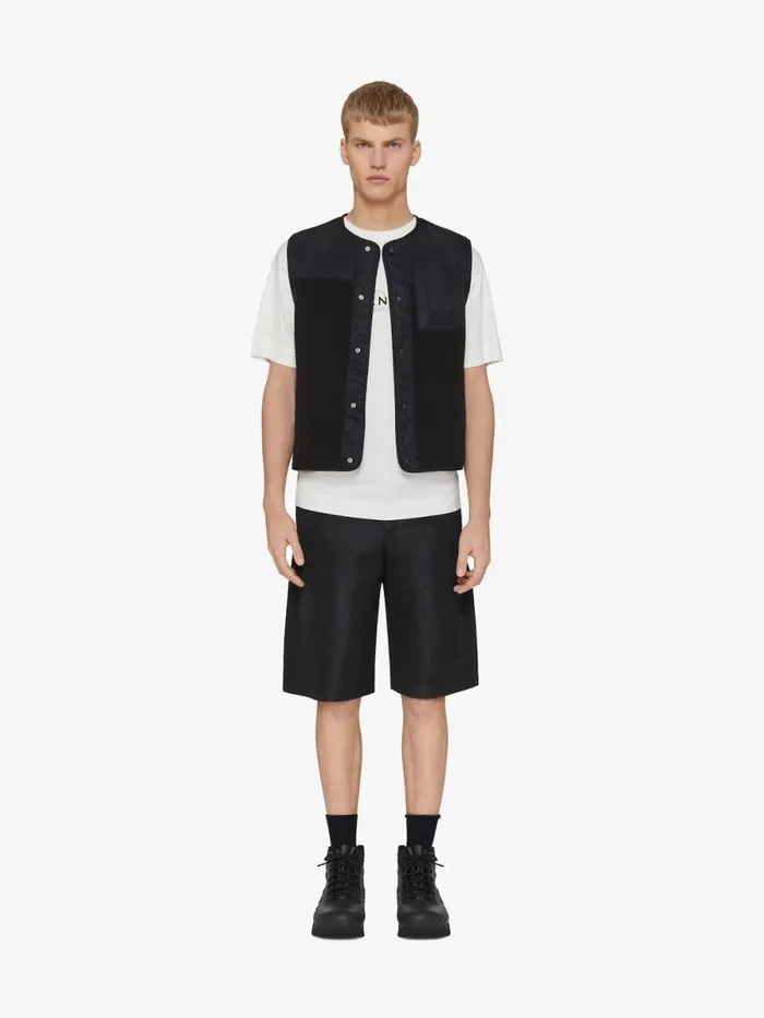 Waistcoat In Mixed Fabrics Black Men Givenchy Coats and Jackets