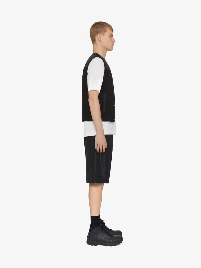 Waistcoat In Mixed Fabrics Black Men Givenchy Coats and Jackets