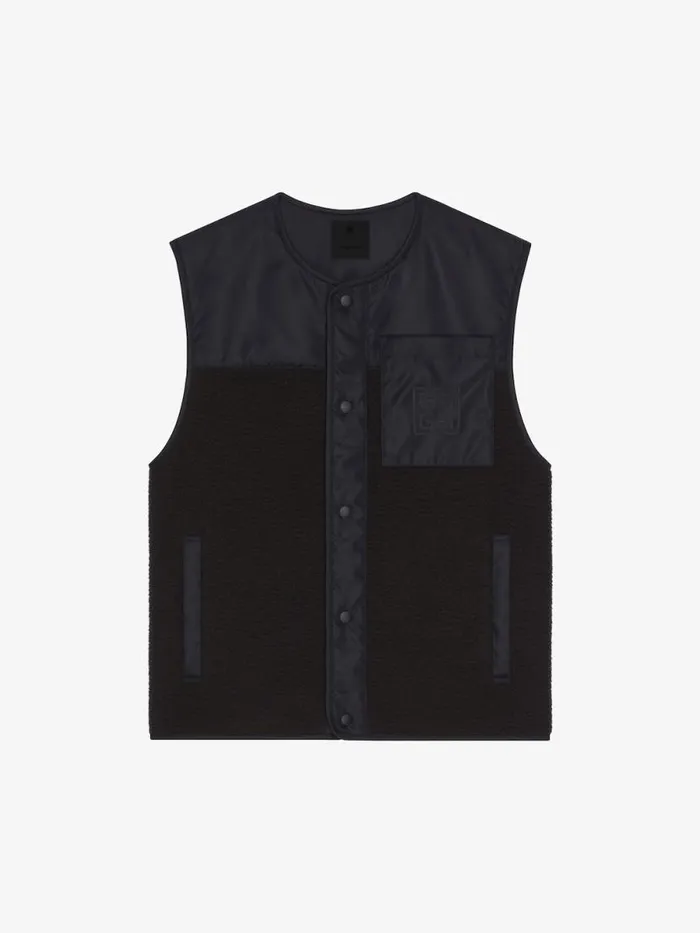 Waistcoat In Mixed Fabrics Black Men Givenchy Coats and Jackets