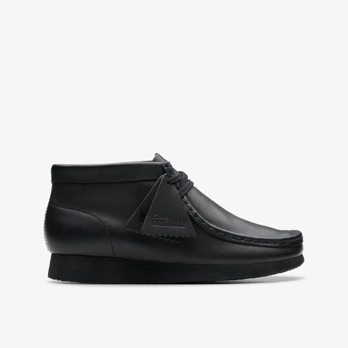 Wallabee Boot Older Black Leather Kids Clarks Originals