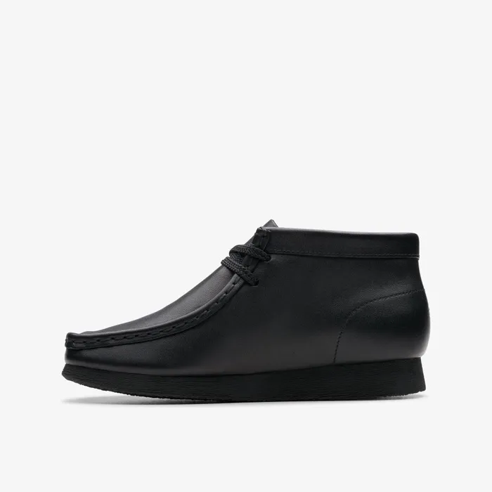 Wallabee Boot Older Black Leather Kids Clarks Originals