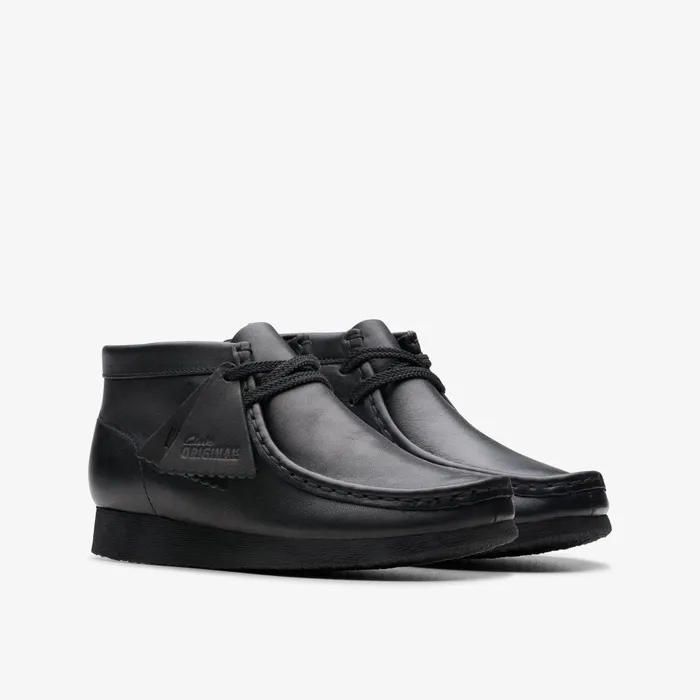 Wallabee Boot Older Black Leather Kids Clarks Originals
