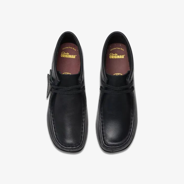 Wallabee Boot Older Black Leather Kids Clarks Originals