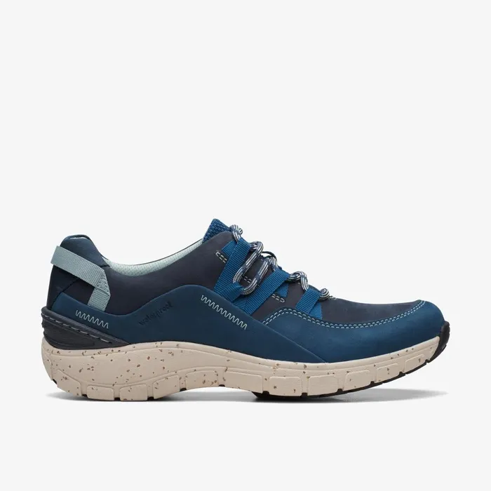 Wave Range Blue Combination Women Clarks Sneakers