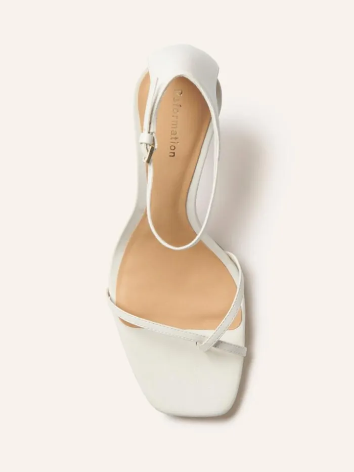 WeddingsShoes The Reformation Gigi Strappy Mid Heel Sandal Almond
