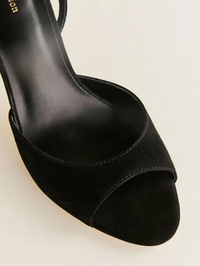 WeddingsShoes The Reformation Noa Heeled Sandal Black Suede