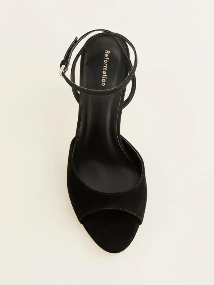 WeddingsShoes The Reformation Noa Heeled Sandal Black Suede