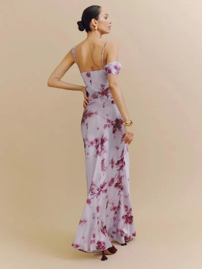 Weddings The Reformation Ronda Silk Dress Malibu Sunrise