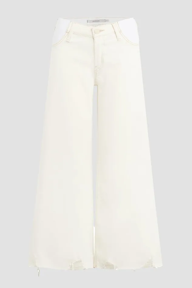 Wide Leg Women Hudson Jeans James Maternity Wide Leg Crop Jean Ecru Destructed Hem Wide Leg Women Hudson Jeans James Maternity Wide Leg Crop Jean Ecru Destructed Hem