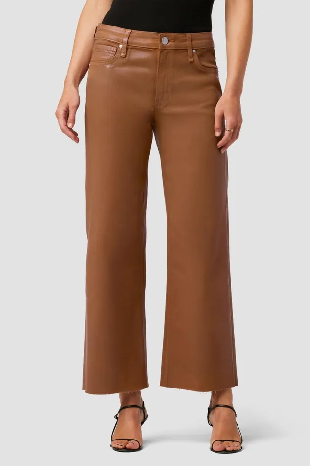 Wide Leg Women Hudson Jeans Rosie HighRise Wide Leg Ankle Jean Coated Caramel Cafe
