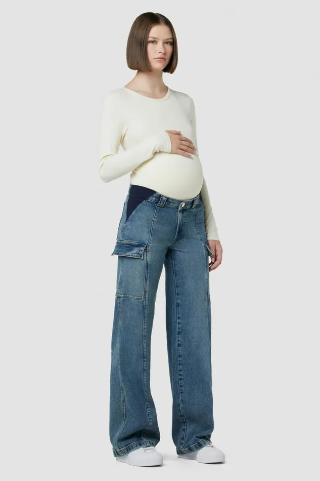 Wide Leg Women Hudson Jeans Utility Wide Leg Cargo Maternity Pant Deep Indigo Wide Leg Women Hudson Jeans Utility Wide Leg Cargo Maternity Pant Deep Indigo