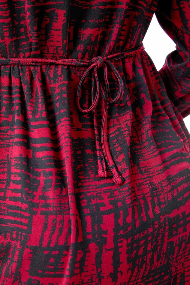 Wine Petite Abstract Print Fit and Flare Dress Women Roman Dresses