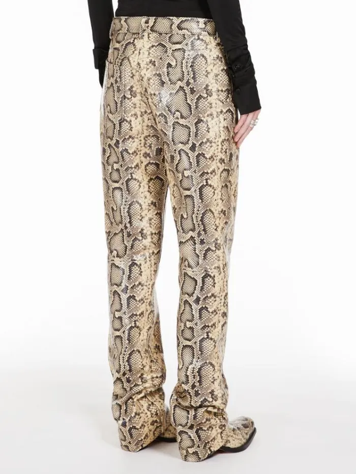 Woman 5pocket Pythonprint Leather Trousers Hazelnut Brown Maxmara Trousers Woman 5pocket Pythonprint Leather Trousers Hazelnut Brown Maxmara Trousers