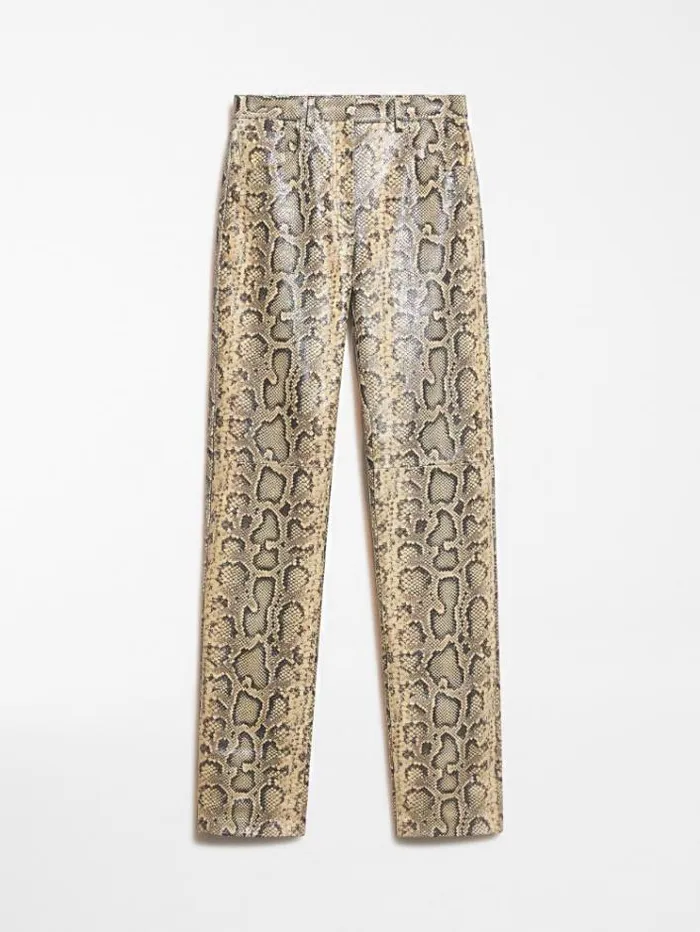 Woman 5pocket Pythonprint Leather Trousers Hazelnut Brown Maxmara Trousers Woman 5pocket Pythonprint Leather Trousers Hazelnut Brown Maxmara Trousers