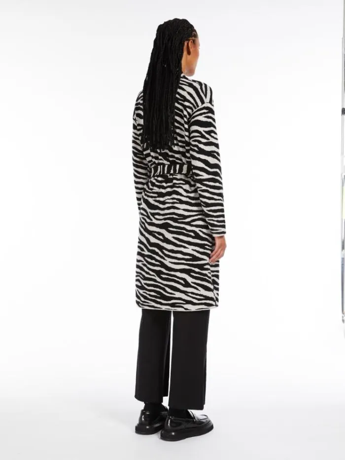 Woman Animalprint Wool And Cashmere Cardigan White Maxmara Knitwear And Sweatshirts Woman Animalprint Wool And Cashmere Cardigan White Maxmara Knitwear And Sweatshirts