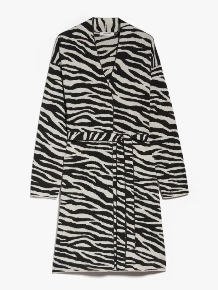 Woman Animalprint Wool And Cashmere Cardigan White Maxmara Knitwear And Sweatshirts Woman Animalprint Wool And Cashmere Cardigan White Maxmara Knitwear And Sweatshirts