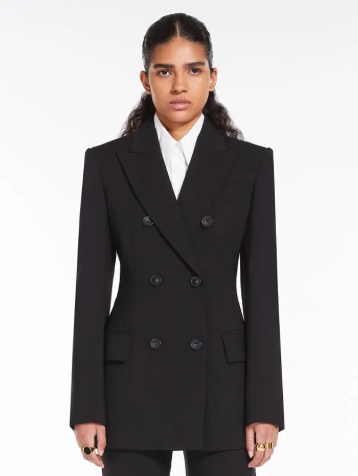 Woman Blazer In Natural Stretch Pure Wool Black Maxmara Suit
