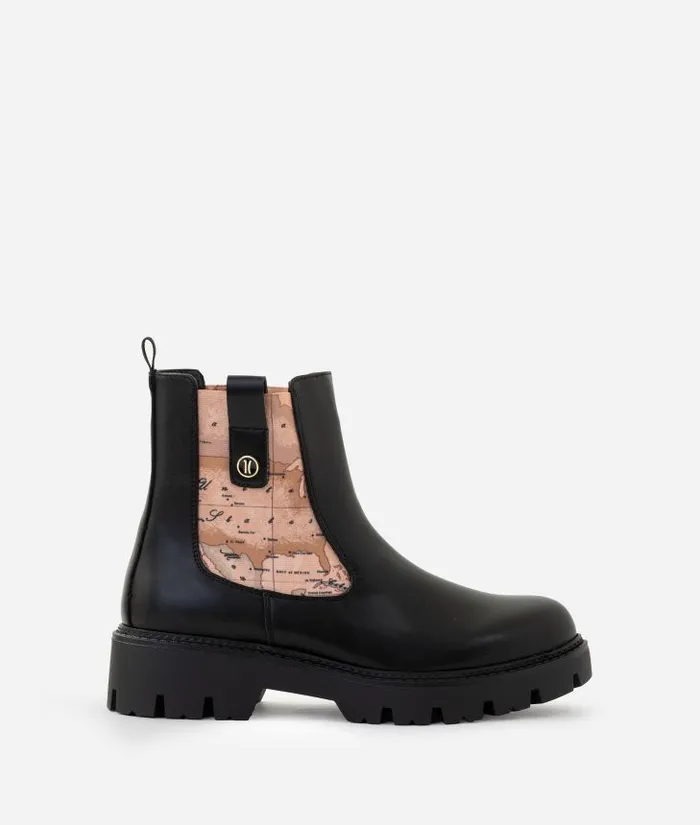 Woman Boots and Booties Alviero Martini Faux Napa Leather Beatle Boots With Mini 1c Button Black Woman Boots and Booties Alviero Martini Faux Napa Leather Beatle Boots With Mini 1c Button Black