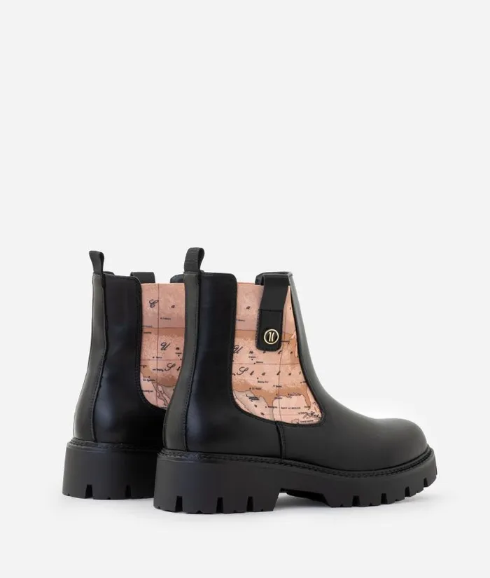 Woman Boots and Booties Alviero Martini Faux Napa Leather Beatle Boots With Mini 1c Button Black
