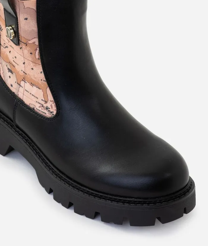 Woman Boots and Booties Alviero Martini Faux Napa Leather Beatle Boots With Mini 1c Button Black