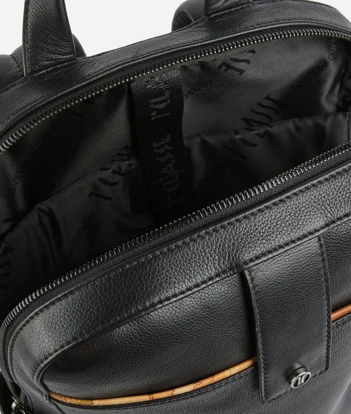 Woman Briefcase Alviero Martini Leather Computer Backpack Black