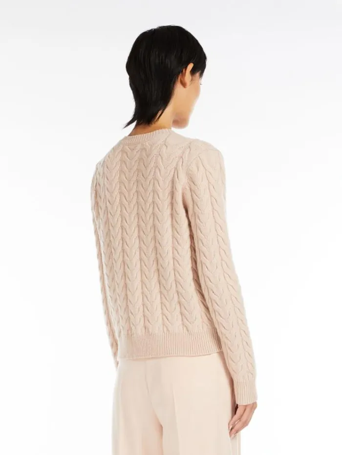 Woman Cable Knit Cashmere Jumper Pink Maxmara Knitwear And Sweatshirts Woman Cable Knit Cashmere Jumper Pink Maxmara Knitwear And Sweatshirts