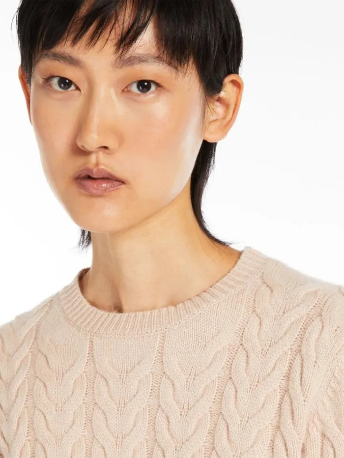 Woman Cable Knit Cashmere Jumper Pink Maxmara Knitwear And Sweatshirts Woman Cable Knit Cashmere Jumper Pink Maxmara Knitwear And Sweatshirts