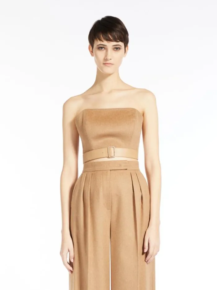 Woman Camel Colour Bustier Top Camel Maxmara Shirts And Tops