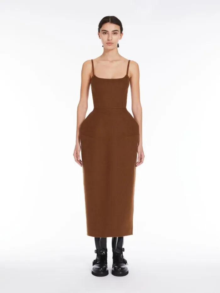Woman Camel Colour Midi Dress Tobacco Maxmara Dresses