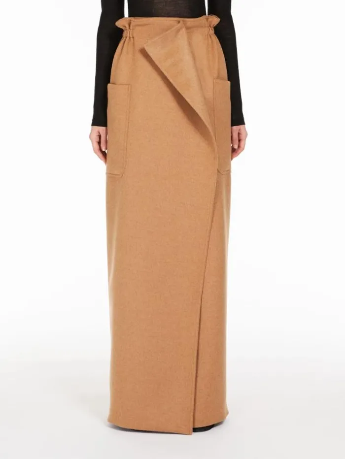 Woman Camel Colour Wrap Skirt Camel Maxmara Skirts
