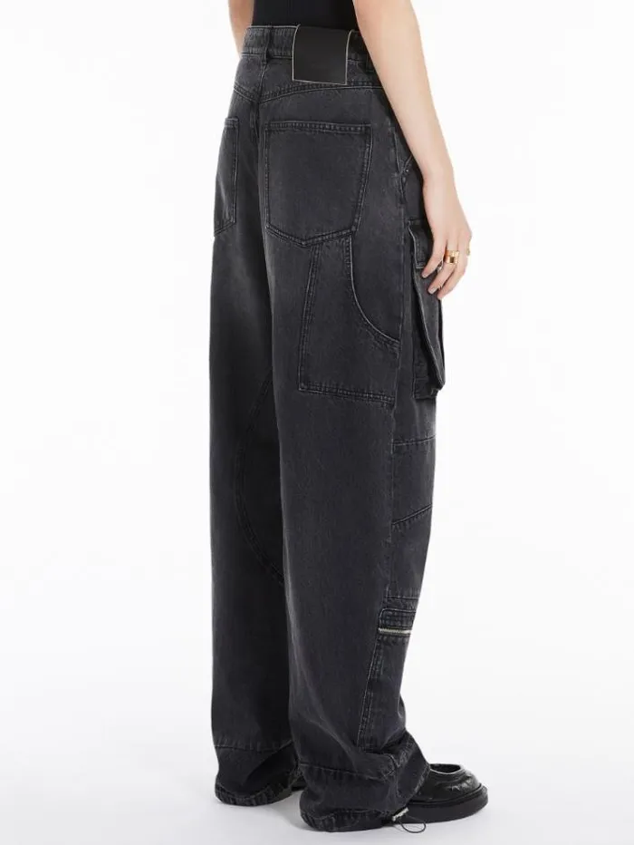 Woman Cargo Jeans Black Maxmara Trousers Woman Cargo Jeans Black Maxmara Trousers