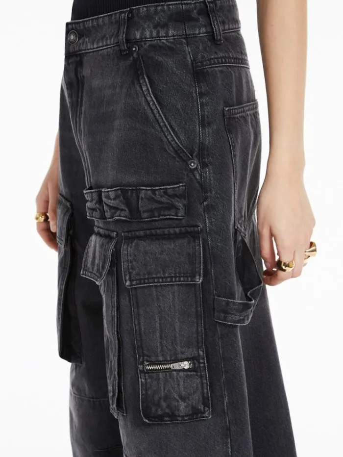Woman Cargo Jeans Black Maxmara Trousers Woman Cargo Jeans Black Maxmara Trousers