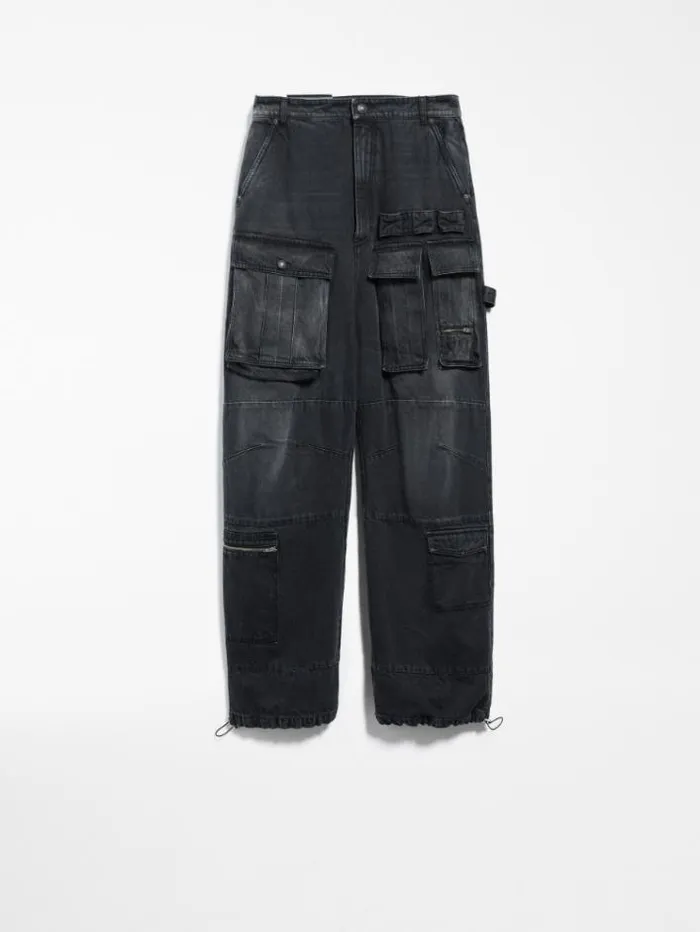 Woman Cargo Jeans Black Maxmara Trousers Woman Cargo Jeans Black Maxmara Trousers