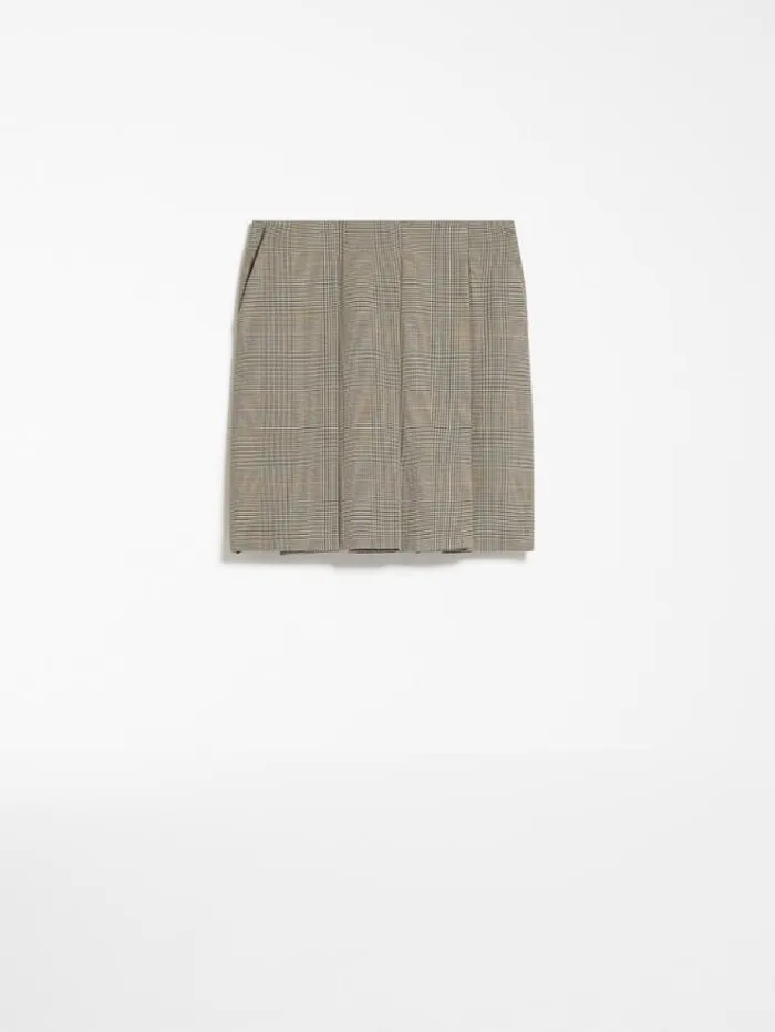 Woman Check Mini Skirt Beige Golden Maxmara Skirts Woman Check Mini Skirt Beige Golden Maxmara Skirts