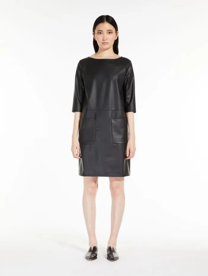 Woman Coated Jersey Dress Black Maxmara Dresses