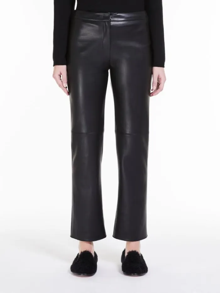 Woman Coatedlook Jersey Trousers Black Maxmara Trousers